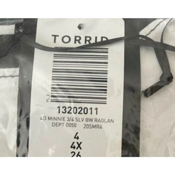 Disney +4 White/Black Minnie Mouse Headshot Graphic 3/4 Raglan Sleeve T-Shirt - Picture 6 of 6